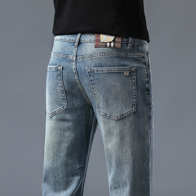 欧洲站高端牛仔裤男士春夏季薄款弹力修身显瘦小直筒轻奢百搭长裤