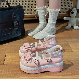 日系小皮鞋女配裙子圆头可爱软妹jk制服厚底大头鞋玛丽珍单鞋子