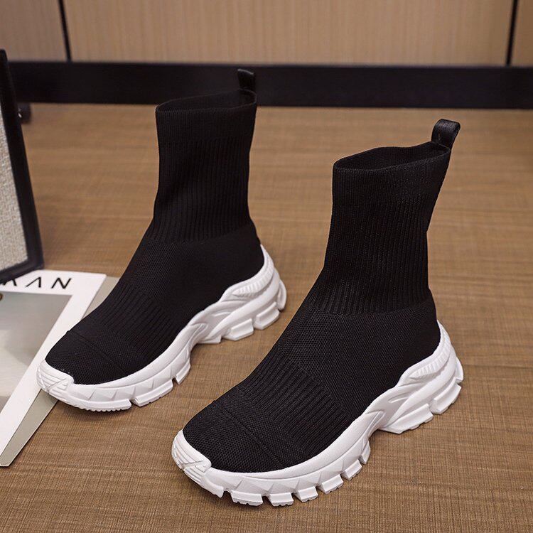 ELASTIC SOCKS SHOES WOMENS MID-BARREL VERSATILE CASUAL SNEAKERS FLYING WEAVING HIGH-TOP SOCK BOOTS BOOTS BOOTS 2024 NEW KOREAN VERSION OF THE TREND