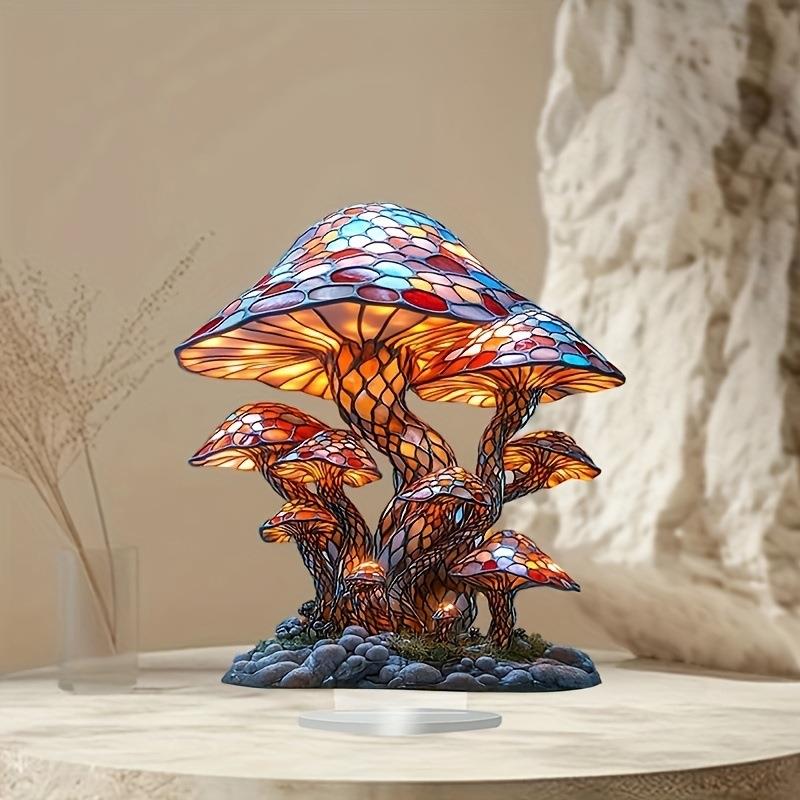 跨境梦幻彩色蘑菇植物系列家居客厅卧室书房桌面摆件组装装饰品