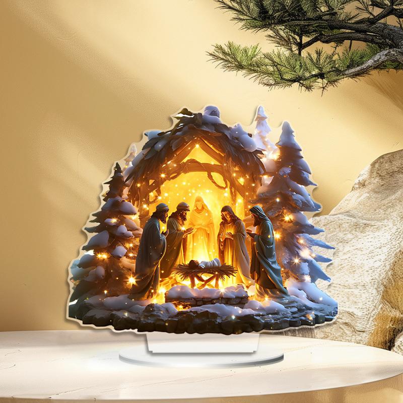 跨境亚克力雪屋装饰品冬季烤火屋桌面摆件客厅办公室居家装饰摆件