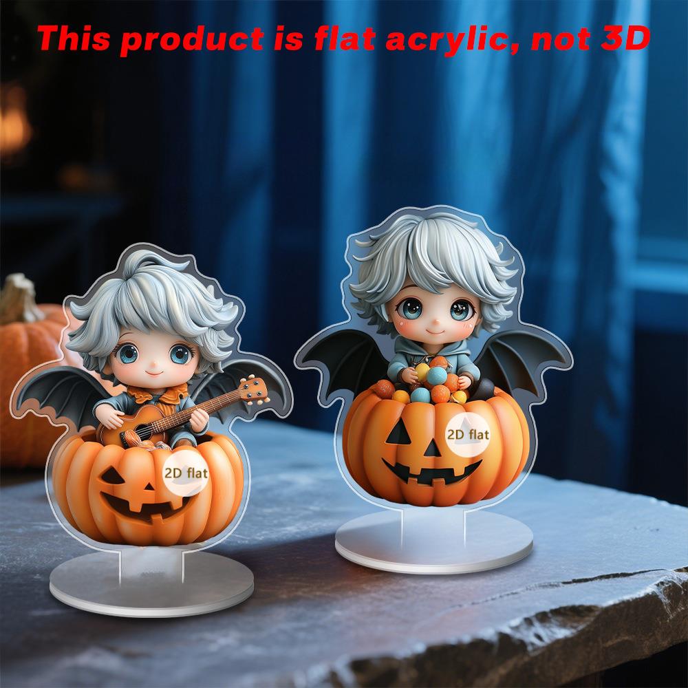 跨境万圣节可爱南瓜小人2D亚克力立牌摆件万圣节氛围装饰桌面摆件