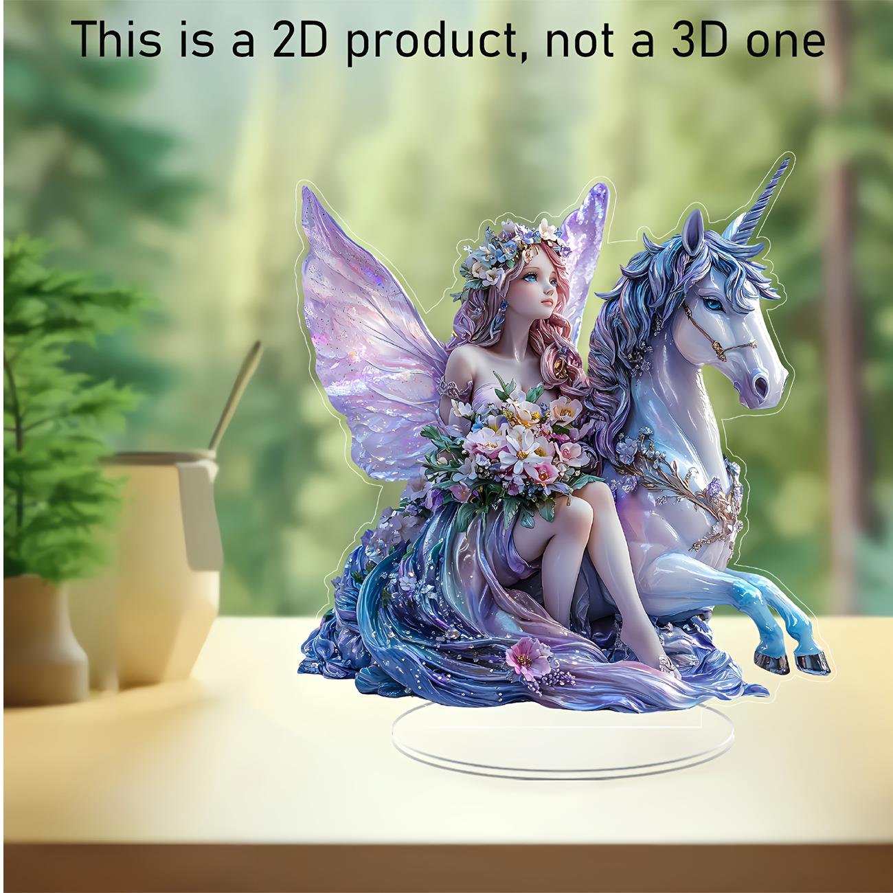 跨境新品童话花仙子与独角兽2D亚克力平面摆件家居桌面玄关装饰品