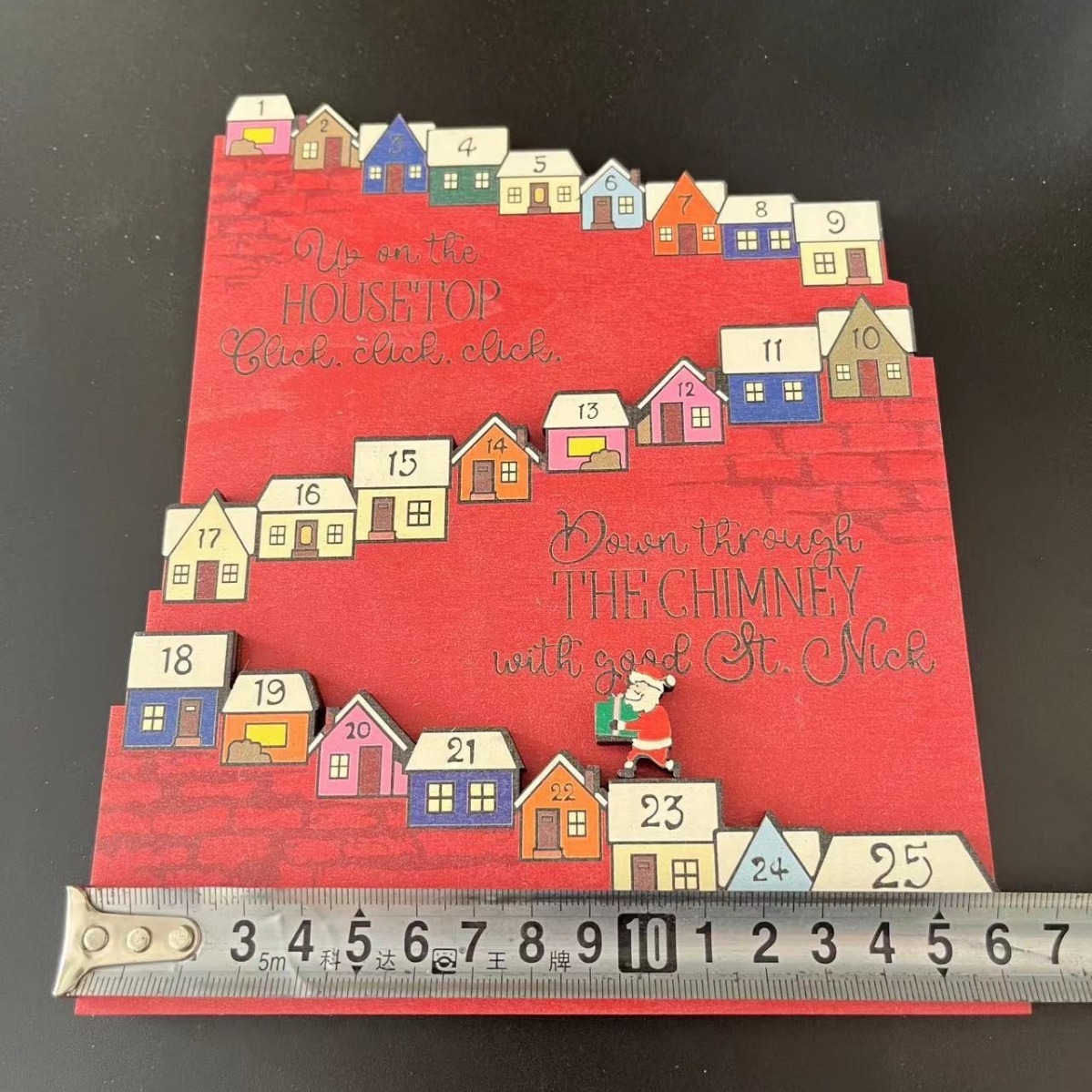 跨境圣诞老人城堡倒计时降临日历圣诞节礼品木制日历摆件装饰摆台