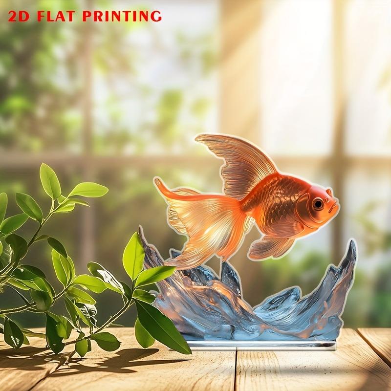 跨境新品年年有余金鱼摆件亚克力平面创意玄关客厅桌面装饰品摆件
