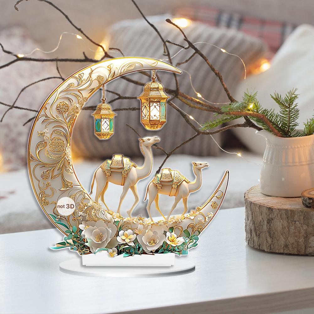 跨境新品月牙款式2D平面亚克力桌面立牌摆件工艺品客厅桌面装饰品