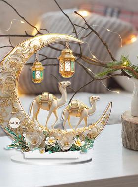 跨境新品月牙款式2D平面亚克力桌面立牌摆件工艺品客厅桌面装饰品