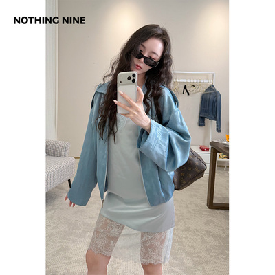 NOTHING NINE 蓝蚀铜氨缎光夹克外套