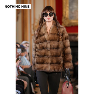 NOTHING NINE 【巴黎秀款】俄罗斯进口银3级本色紫貂V领外套