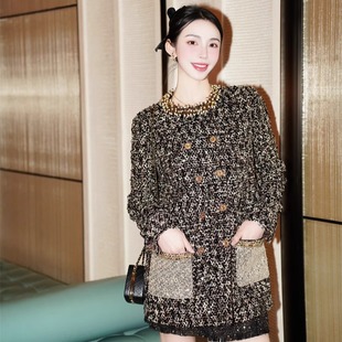 NOTHING 斑洛珍珠亮片双排扣外套 NINE