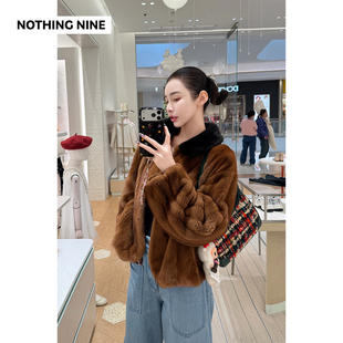 领口可拆卸 进口丹麦天鹅绒短二小母貂娃娃领外套 NOTHING NINE