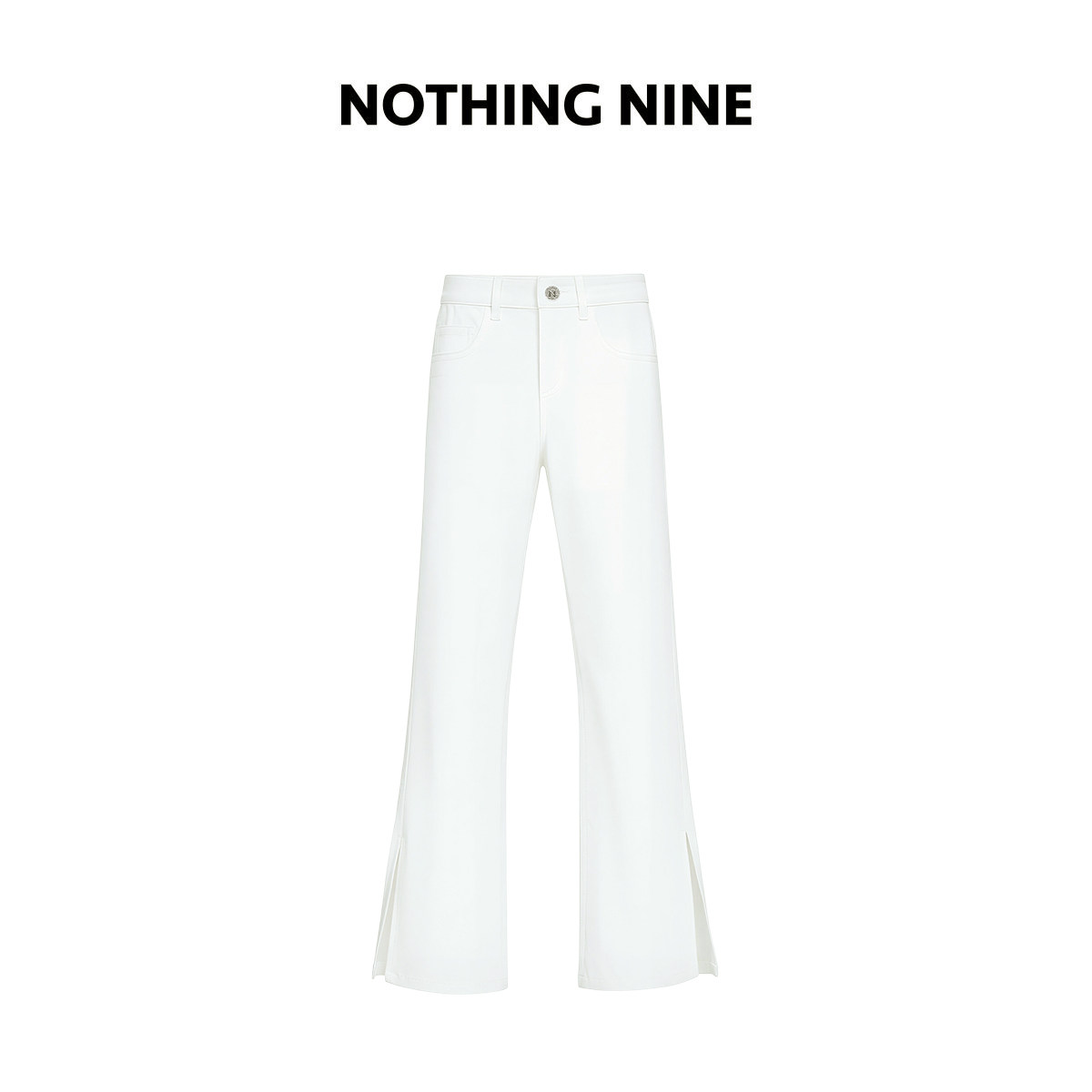 NOTHING NINE 月白风叙韩国进口开叉白色牛仔裤