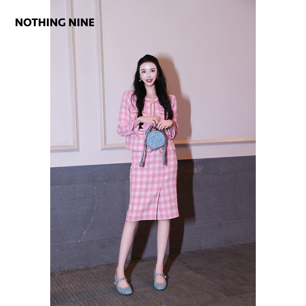 NOTHING NINE 粉色马戏团英国Linton限量发售格子上衣/半身裙