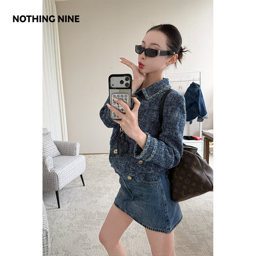 NOTHING NINE  水漾丹宁碎钻牛仔裙裤