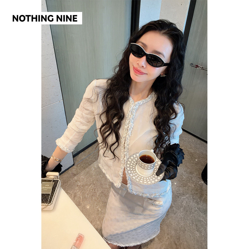 NOTHING NINE 月棱韩国进口粗花呢套装上衣/半身裙