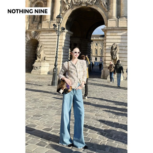 蓝屿回声毛边阔腿牛仔裤 NOTHING NINE