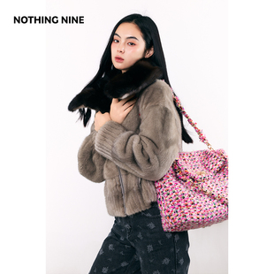 NOTHING 玛尔塔进口紫貂拼水貂皮草外套 NINE