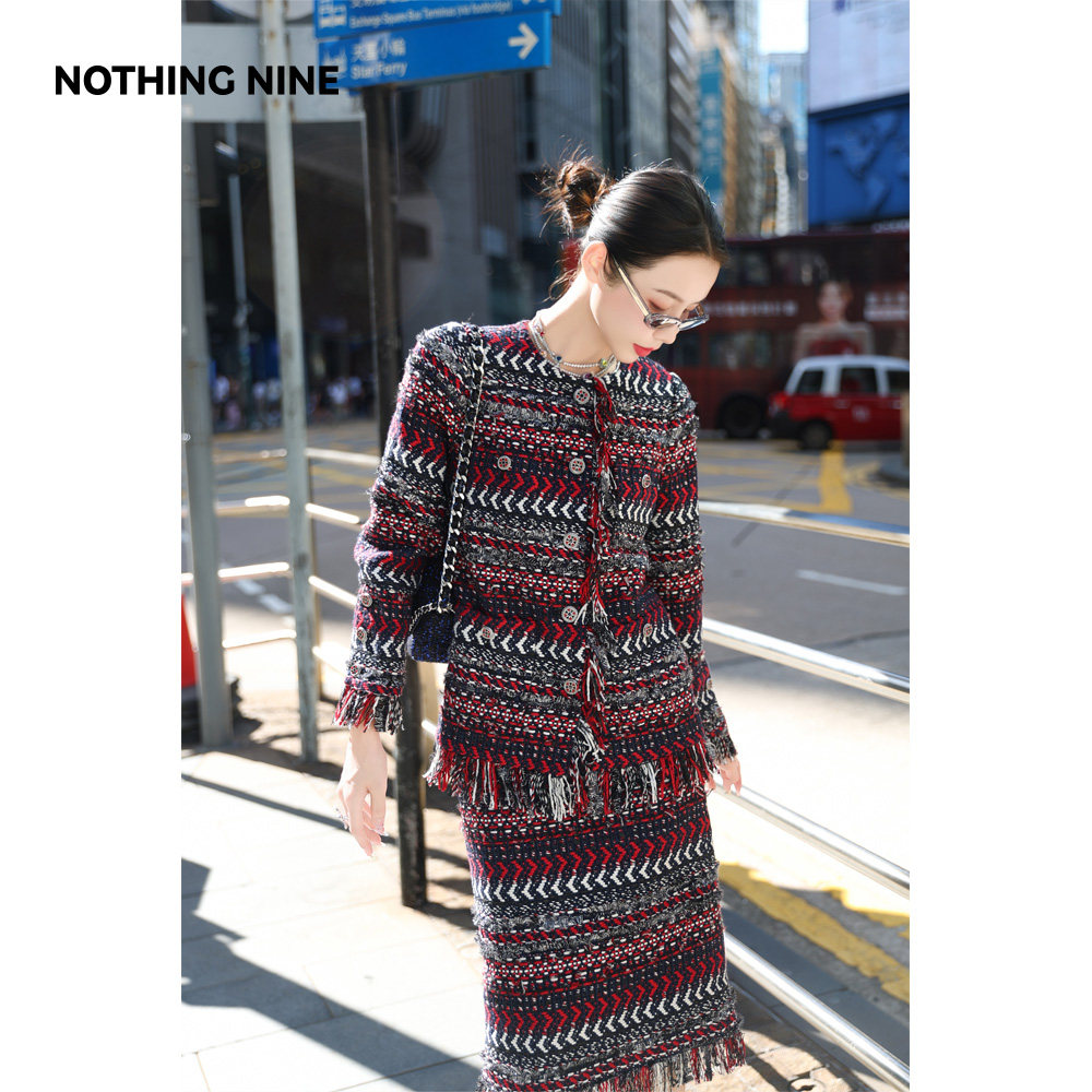 NOTHING NINE 夏尔蒙克意大利进口面料套装上衣/半裙