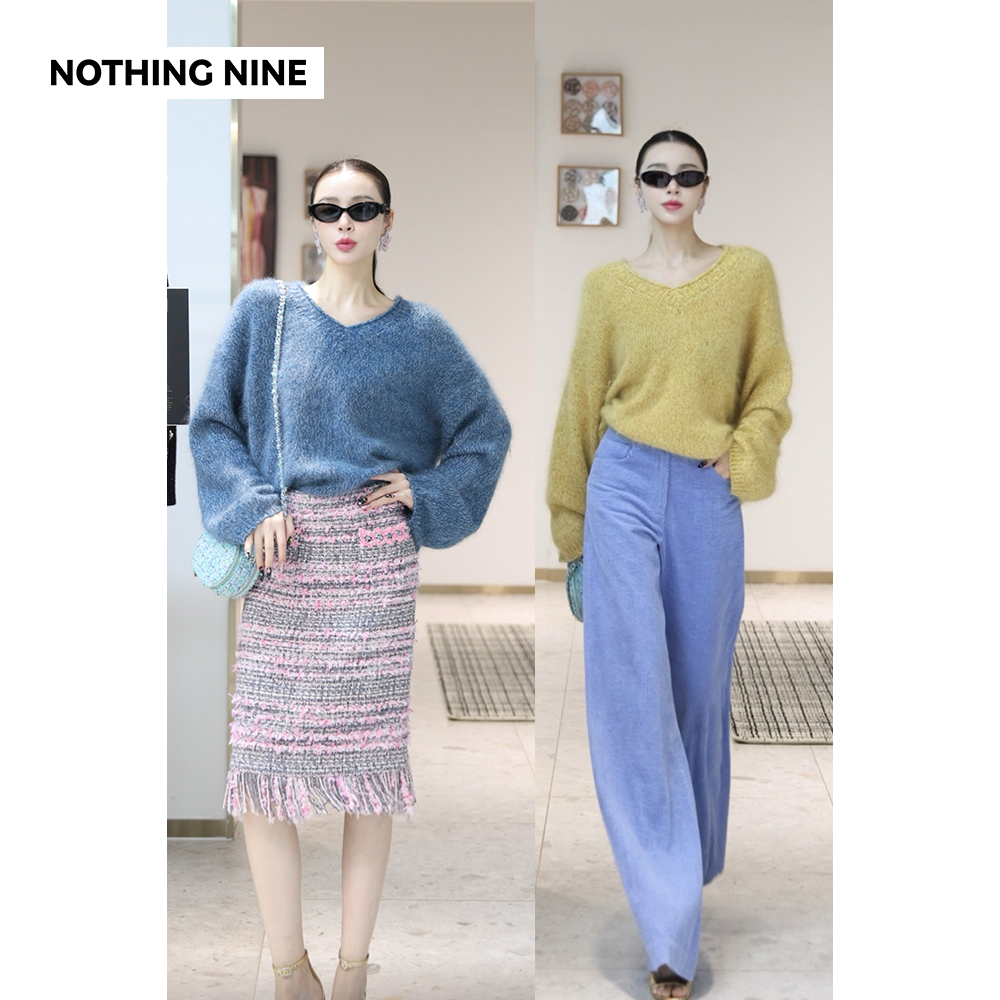 NOTHING NINE 南锡里尔100%羊毛V领毛衣