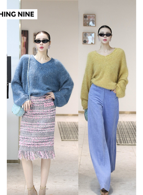 NOTHING NINE 南锡里尔100%羊毛V领毛衣