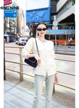 NOTHING NINE 白冬物语亮纱白色毛织外套