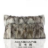 艾卡尚现代轻奢软装 样板间皮草腰枕咖色狐狸毛抱枕腰靠垫沙发靠枕