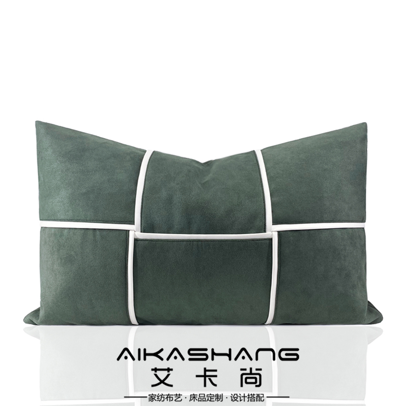 样板间墨绿色拼接轻奢抱枕靠枕
