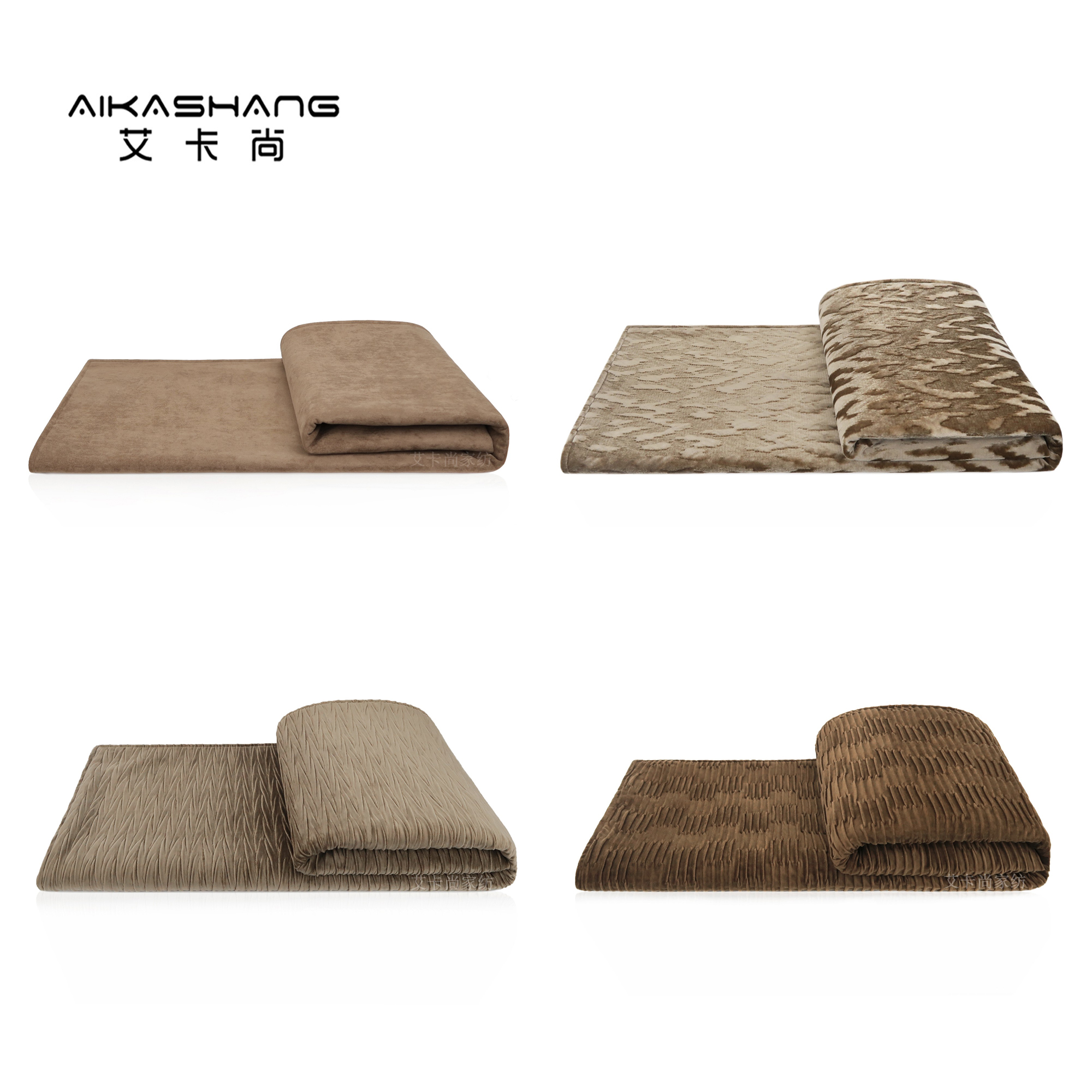 现代轻奢样板间棕咖色床尾毯酒店民宿床旗床尾盖毯沙发搭巾床搭毯