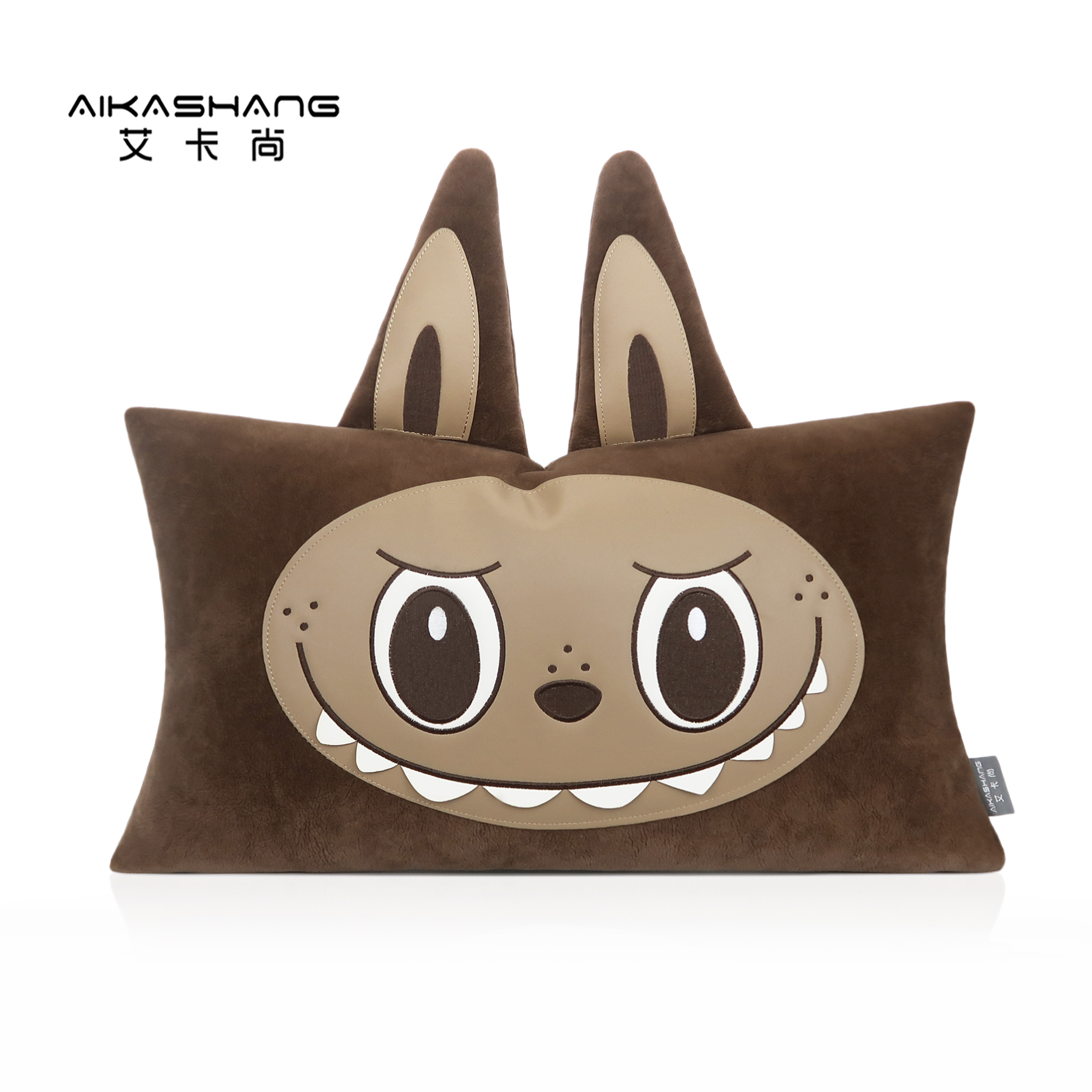 卡通潮玩抱枕艾卡尚labubu样板间儿童房腰枕咖色靠包沙发靠垫靠枕