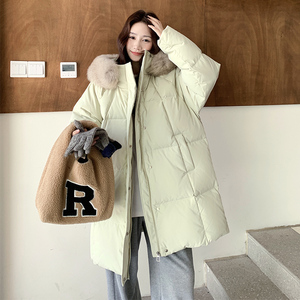 现货 2025冬新款90白鸭绒中长款毛领羽绒服 137-5065-P320-控498图片
