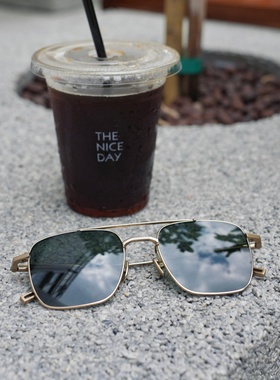 太阳镜方框钛架大脸港风墨镜