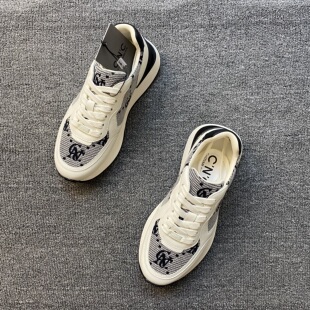 25秋冬CNC男鞋时尚拼皮拼料字母logo提花舒适运动鞋