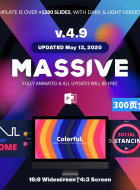 300页高端英文动态ppt模板插画立体渐变3Dppt数据信息图形代制作