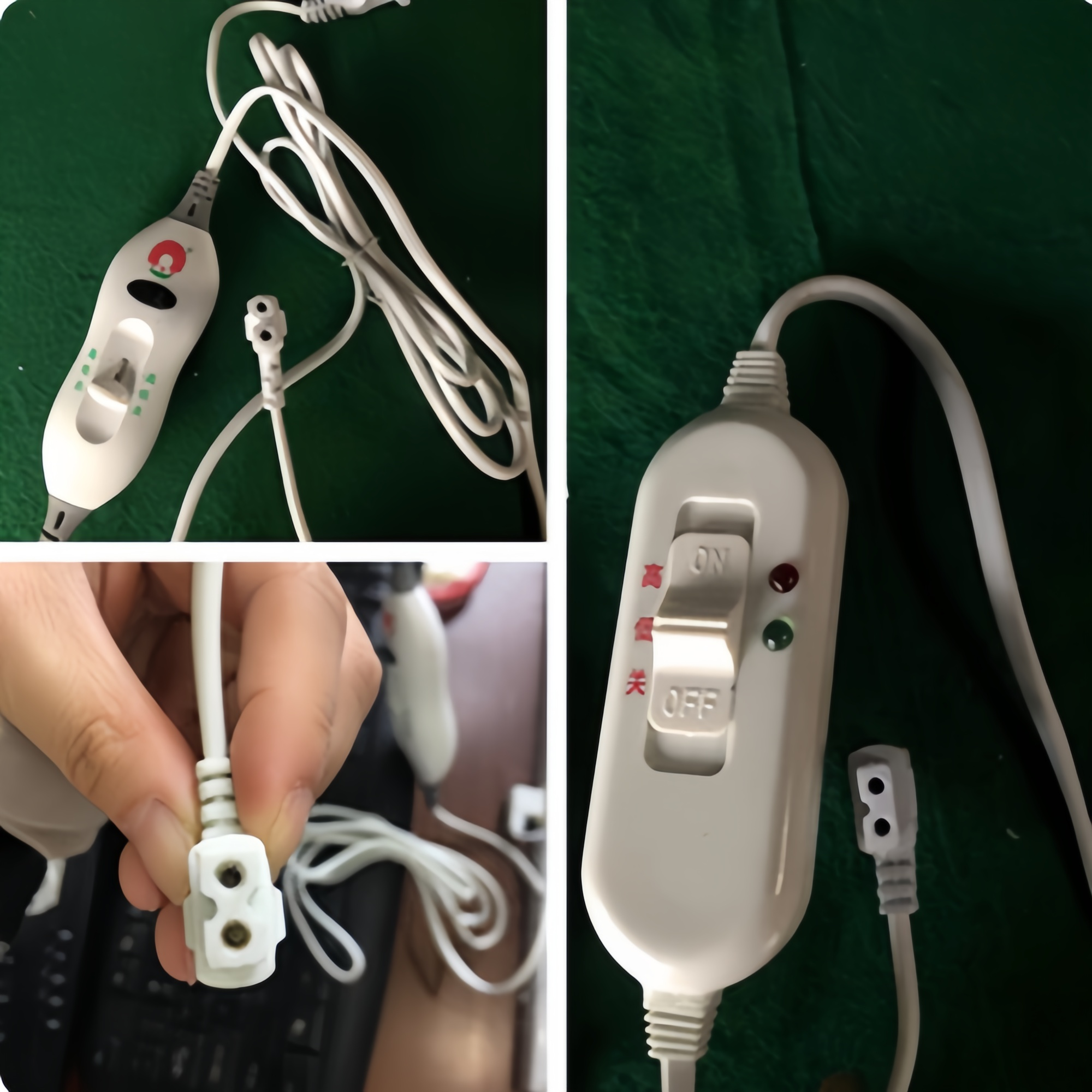 插头电源线钢化玻璃台板电热板双档发热暖手桌垫配件开关3C电源线