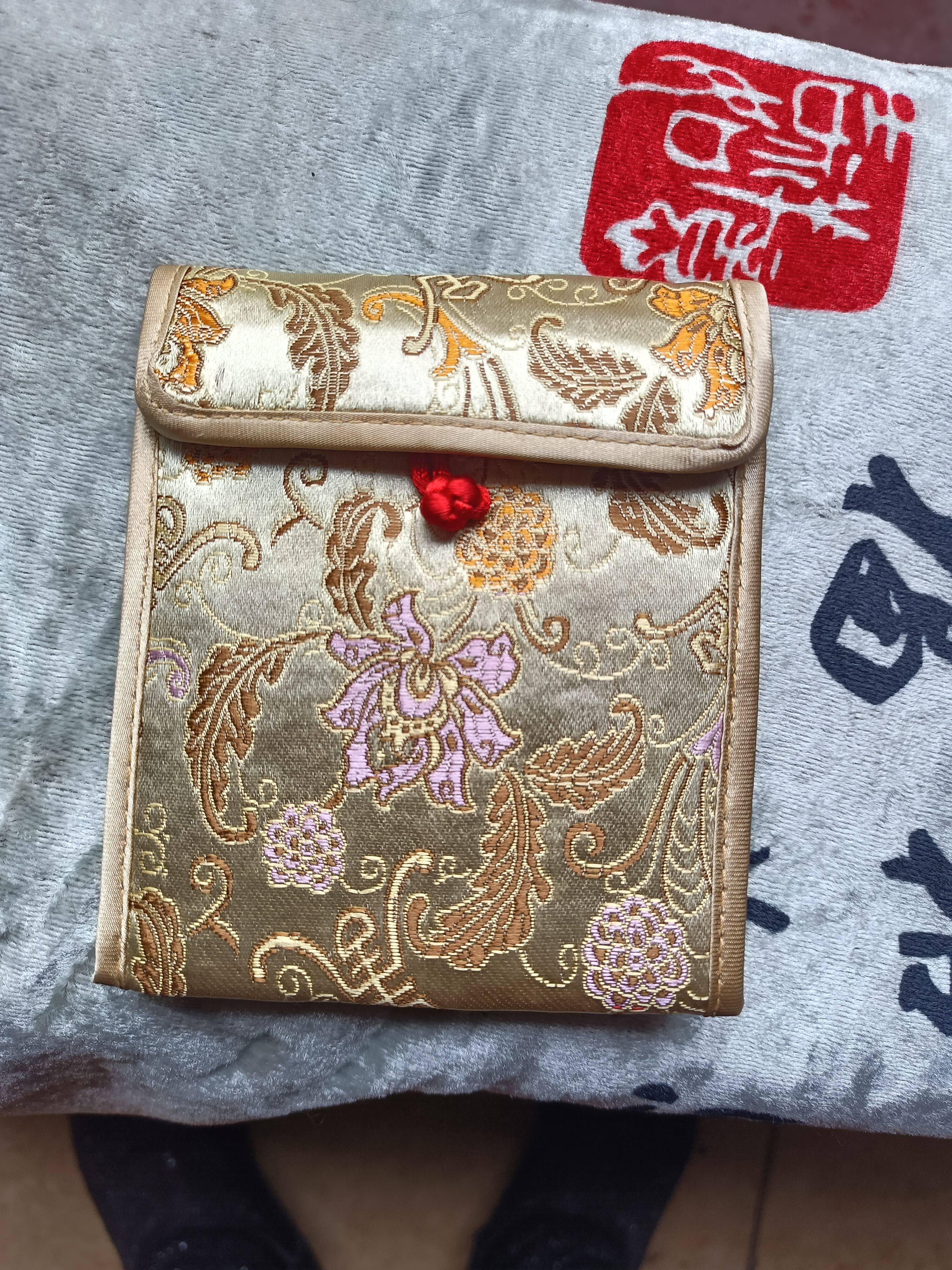 苏州刺绣布袋折叠小钱包织锦缎中式钱包 中国风小小背包