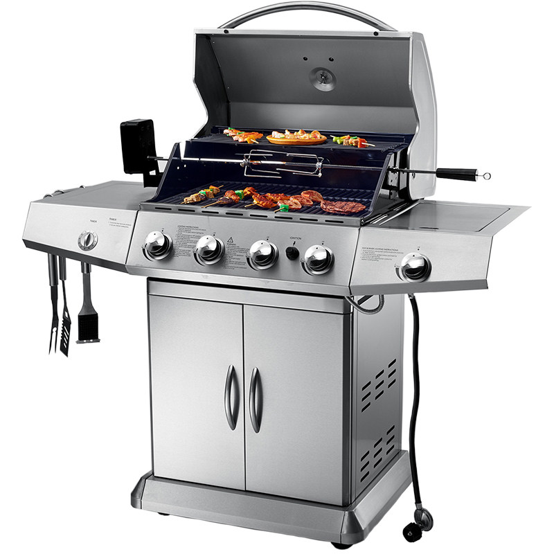 户外烧烤架子不锈钢燃气烧烤炉 木炭煤气两用庭院别墅家用5人以上