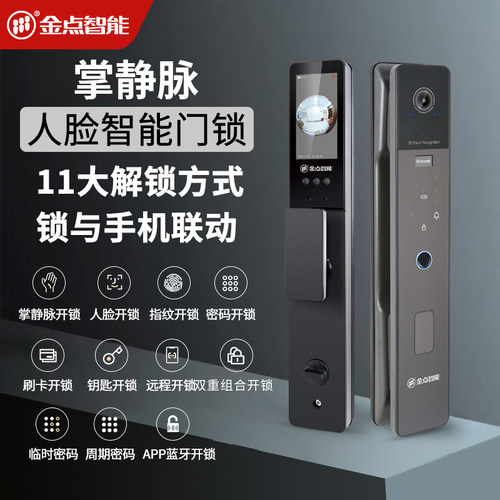 金点原子Q70智能掌静脉家用入户门人脸识别指纹全自动防盗锁