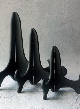 黑色仿木中式装饰展示摆盘子支架坐盘看盘茶叶茶饼托架塑料盘架子