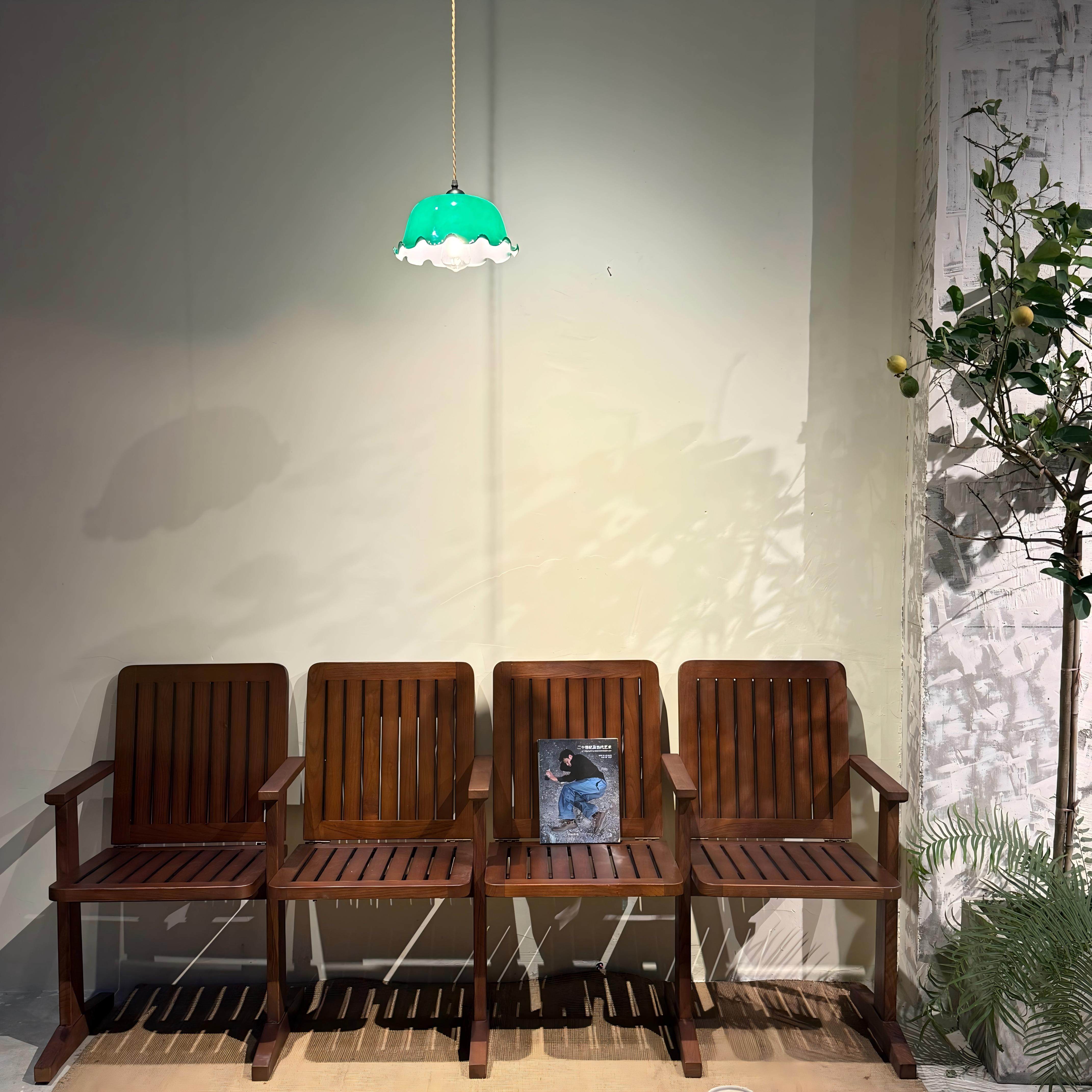 YIGE壹个复古连排老电影院实木中古餐椅戏院会议室餐厅等餐扶手椅