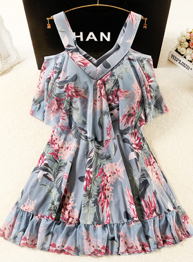 泳衣女夏连体裙式200斤胖mm学生韩国ins遮肚显瘦温泉保守大码泳装