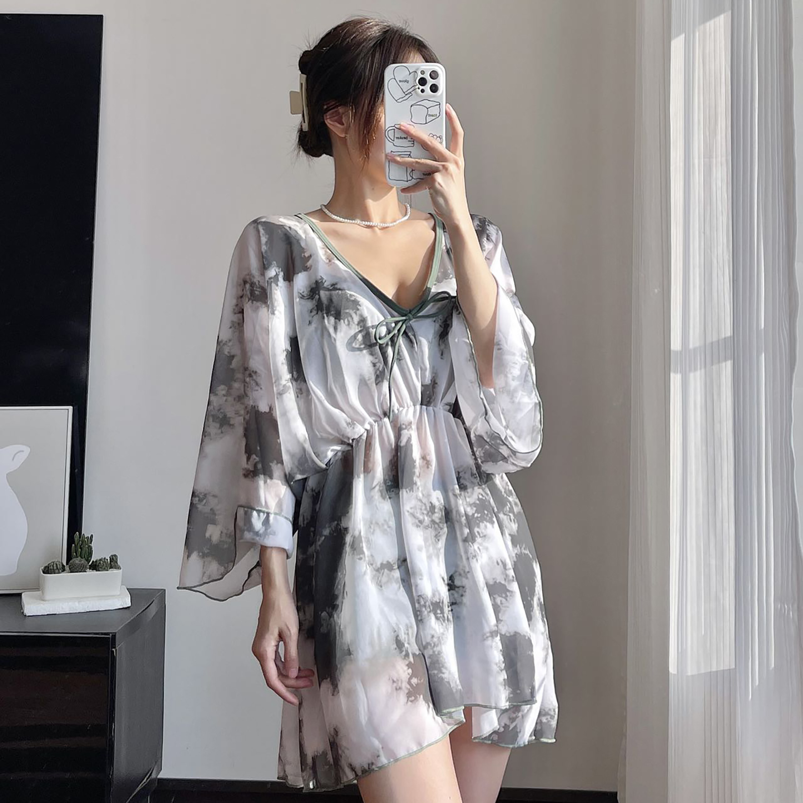 【清爽夏日】大码泳衣女分体三件套装罩衫遮肉显瘦保守海边比基尼