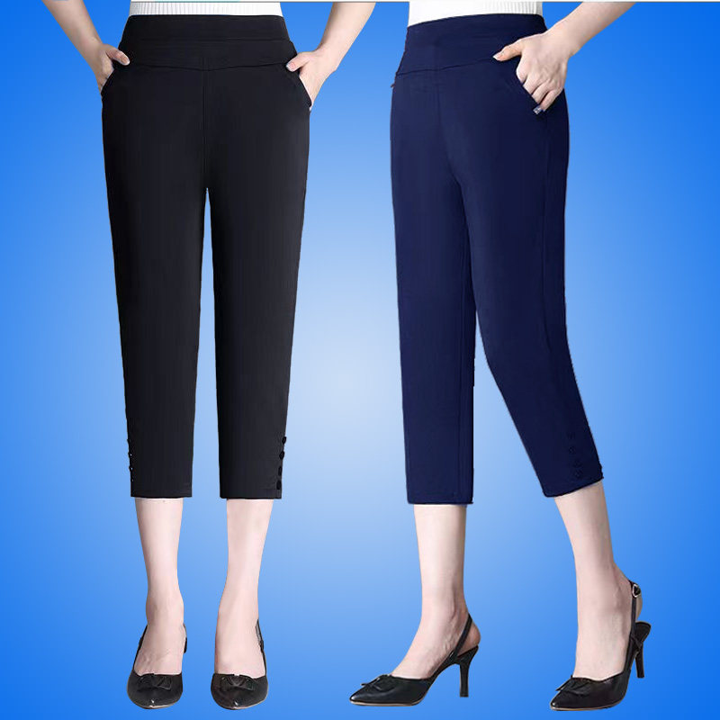 七分裤女夏季薄款妈妈裤子女士中裤中老年女裤高腰休闲裤新款短裤
