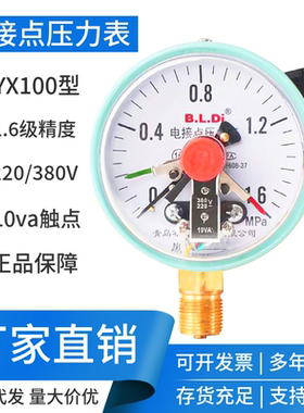 青岛电接点压力表布莱迪耐震10VA磁助式压力罐YX1001.6mpa包邮