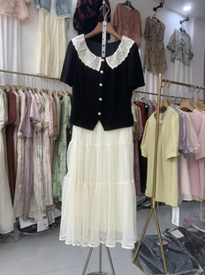 法式名媛小香风娃娃领上衣加A字半身裙两件套2025夏季新款连衣裙