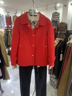 秋冬新款小个子短款红色翻领显瘦双面羊绒大衣女士全羊毛呢子外套