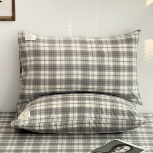 全棉色织水洗棉枕套一对装 纯棉枕头套48x74cm单人枕芯罩套2只