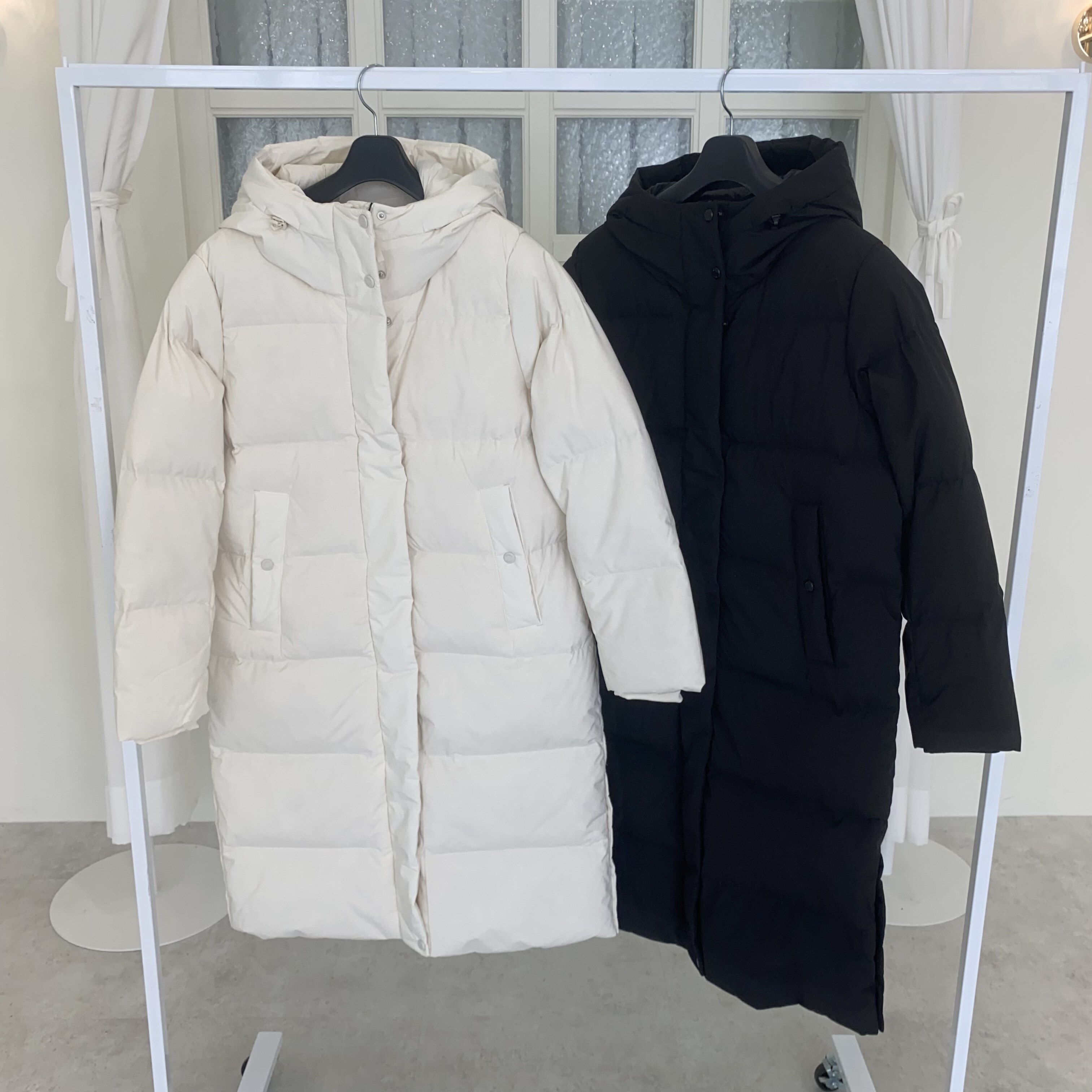 现货特价 韩国正品代购 polham 女 防风防水加厚中长款连帽羽绒服