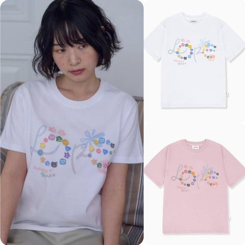 韩国正品代购设计师品牌 AMBLER 夏 女 可爱卡通短袖T恤
