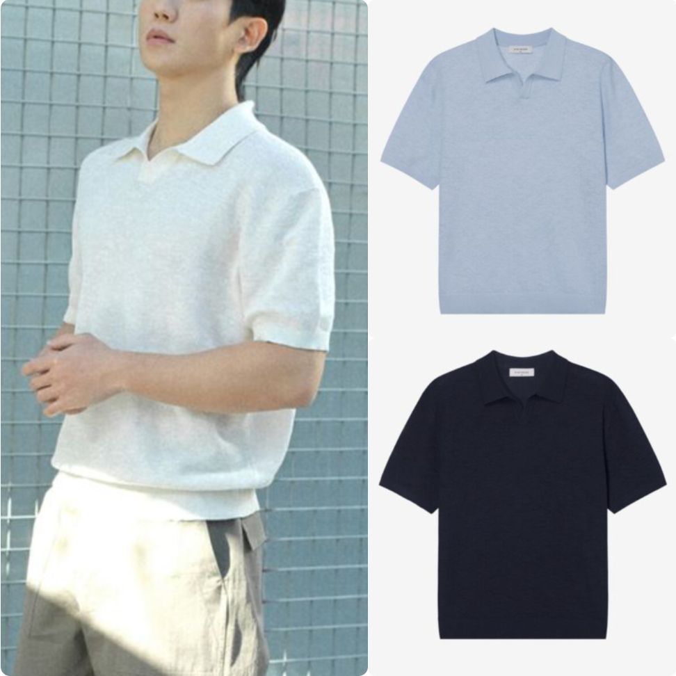 韩国正品代购Mind Bridge 26夏 透气翻领针织短袖T恤M1KT3121