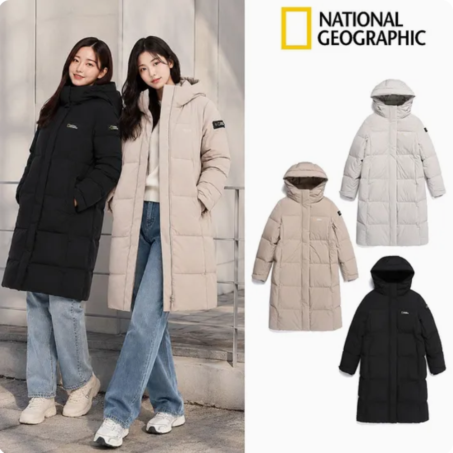 反季特价 韩代NATIONAL GEOGRAPHIC国家地理女加厚长款鹅绒羽绒服